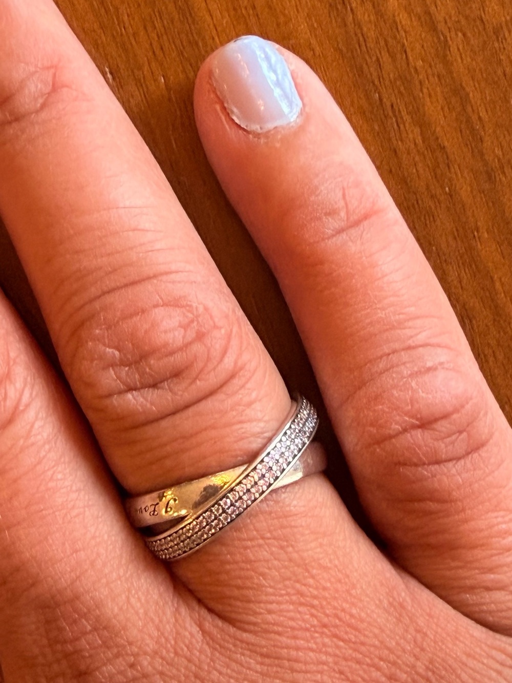 Pandora Silver Crisscross Ring with Pavé Crystals